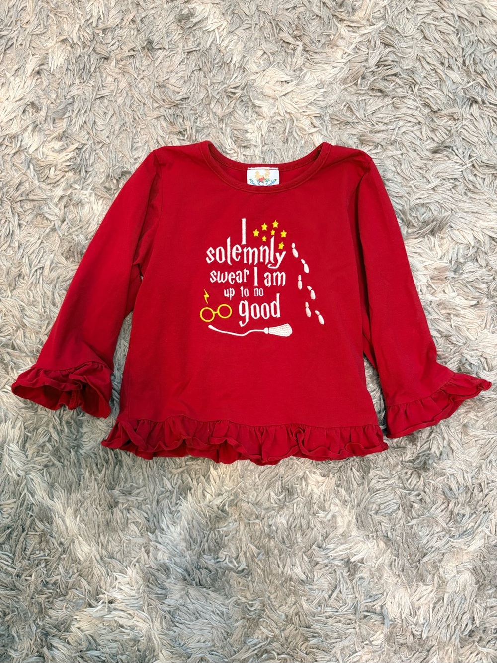 Busy Bees Smocks Harry Potter "I Solemnly Swear" Ruffle Top